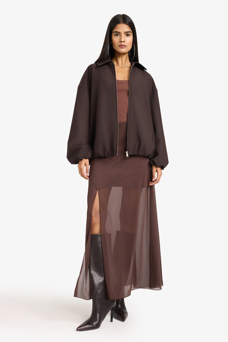 DeFacto Brown Woman Zip-Up Taffeta Jacket Casual - Image 2